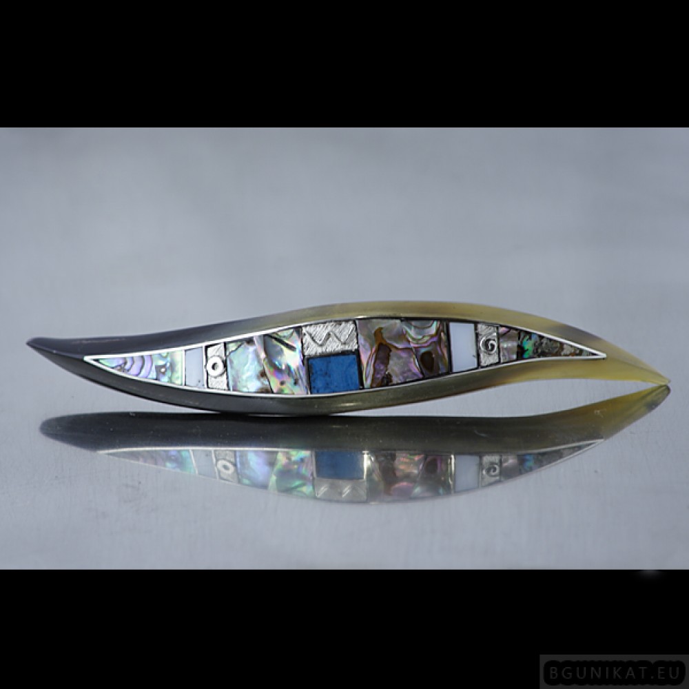 Sterling silver hair barrette with turquoise