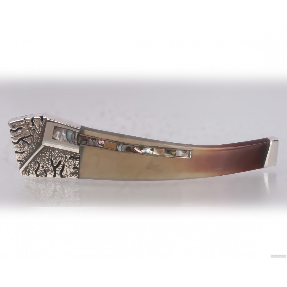 Sterling silver hair barrette with mother-of-pearl