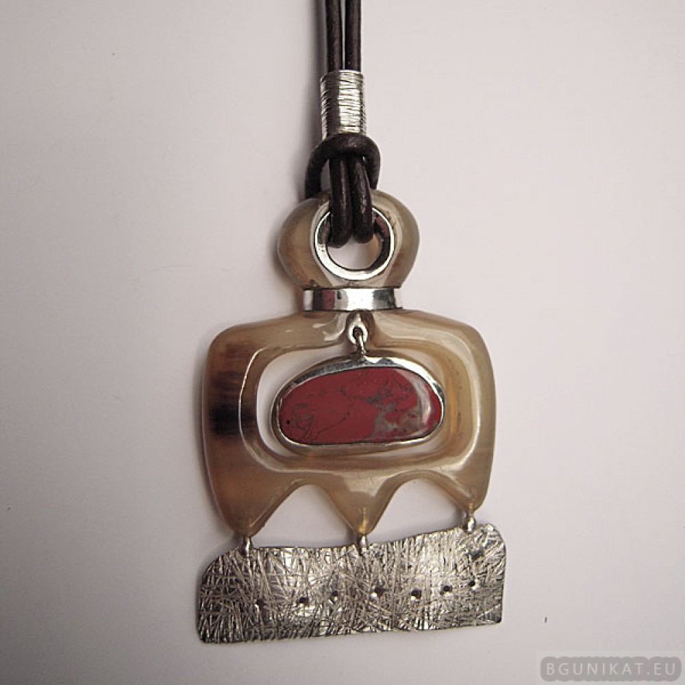 Sterling silver necklace with jasper 759