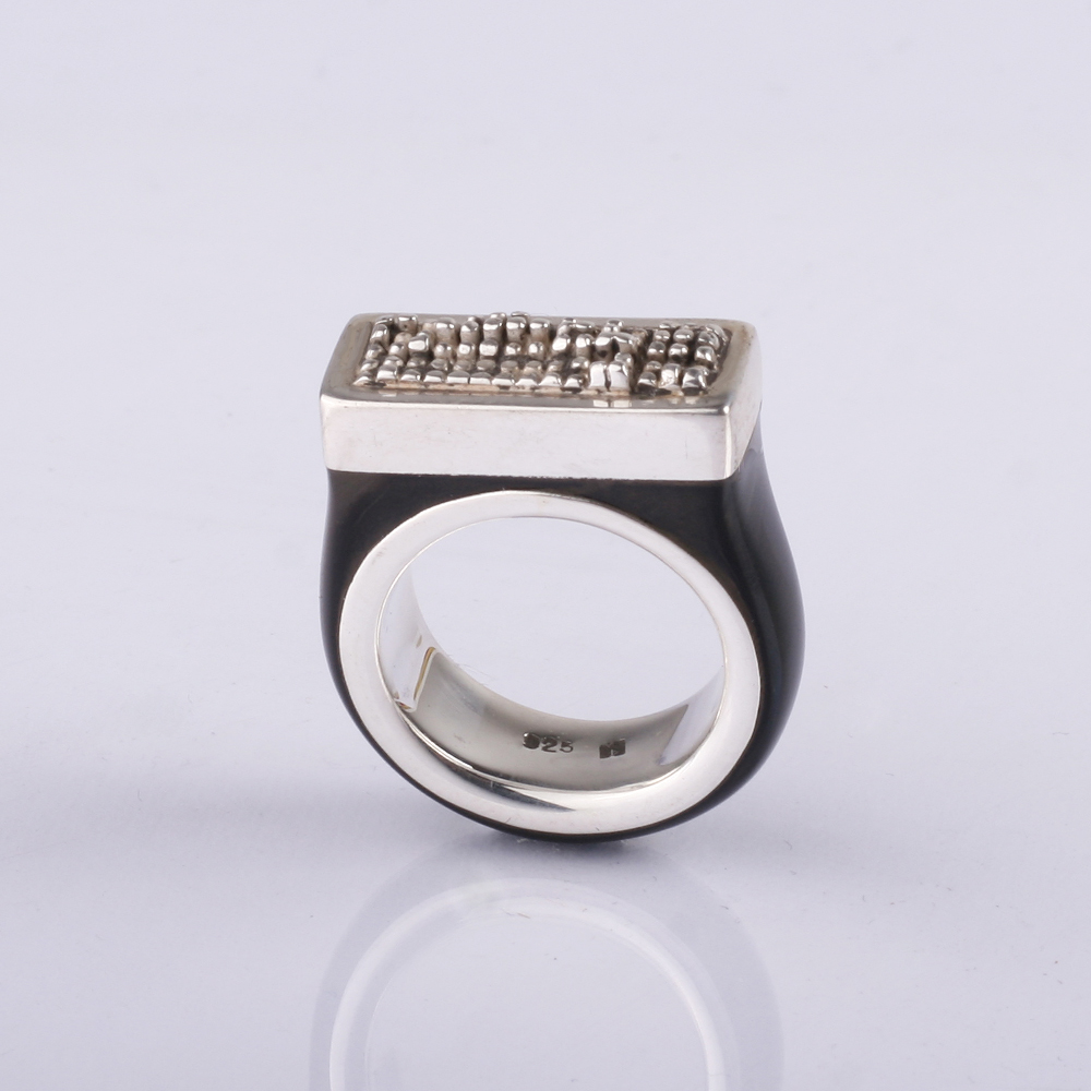 Sterling silver wedding ring with horn. Men Wedding Band. Wedding Rings. Unisex Ring. Unusual wedding ring 832.