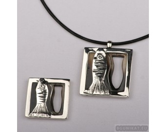 Sterling silver jewelry set fish 552